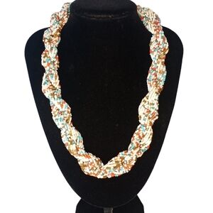 Beaded, Braided, Womens Necklace Multicolor Chunky Jewelry Boho Maximalism